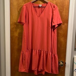 A New Day Coral V-Neck Dress